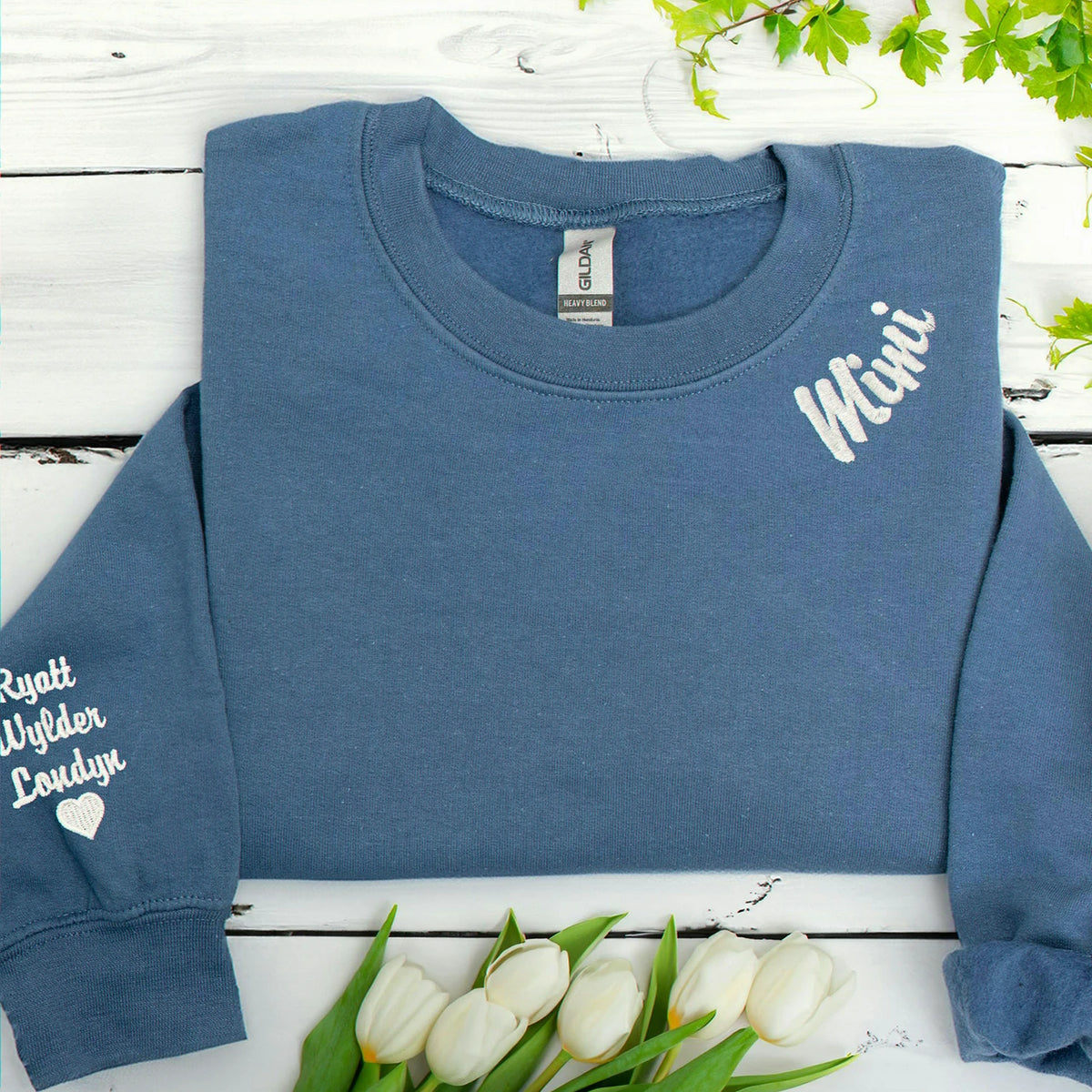 Custom Embroidered Mama Sweatshirt With Kids Names, Personalized Mother's Day, Birthday Gift for Mom