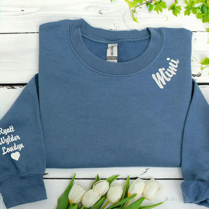 Custom Embroidered Mama Sweatshirt With Kids Names, Personalized Mother's Day, Birthday Gift for Mom