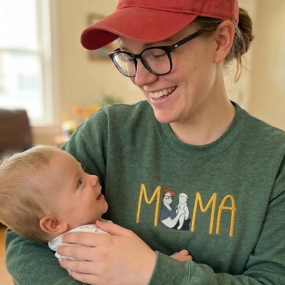 Mom Portrait Sweatshirt or Hoodie from Embroidered Photo, Meaningful Gifts for Mother's Day