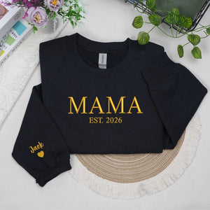 Custom Mama Embroidered Sweatshirt for Sister, New Mom or Mother's Day Birthday Gift