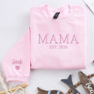 Custom Mama Embroidered Sweatshirt for New Mom or Mother's Day Birthday Gift for Her