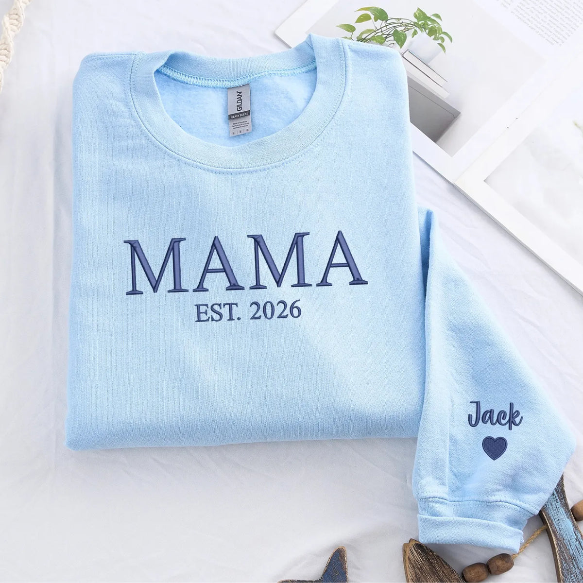 Custom Mama Embroidered Sweatshirt for New Mom or Mother's Day Birthday Gift for Her