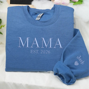 Custom Mama Embroidered Sweatshirt for New Mom or Mother's Day Birthday Gift for Her