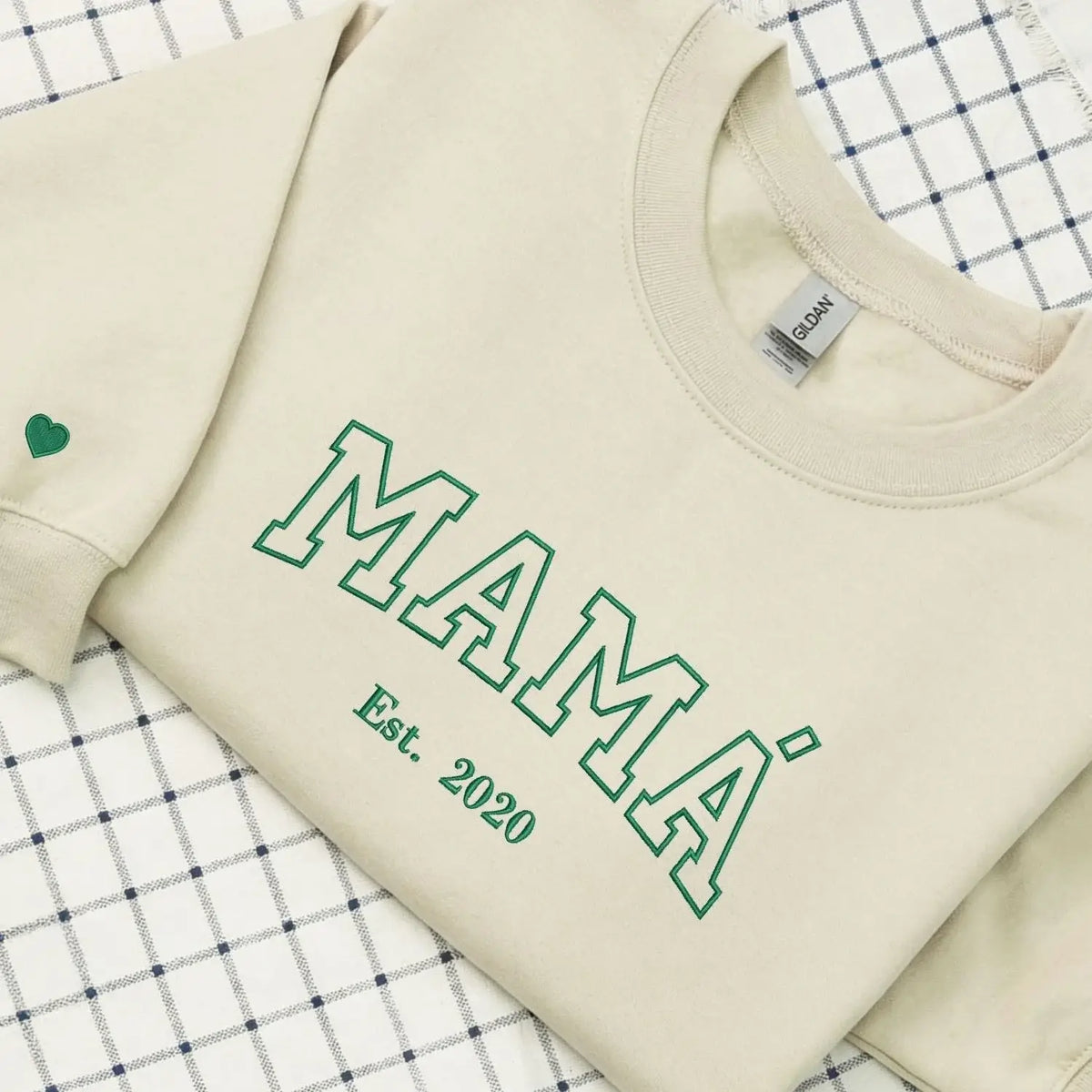 Personalized mamá sweatshirt embroidered with kids names custom Spanish mom gift from daughter or son