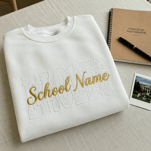 Custom Mascot Name Sweatshirt - Embroidered Back To School Team Name Crewneck