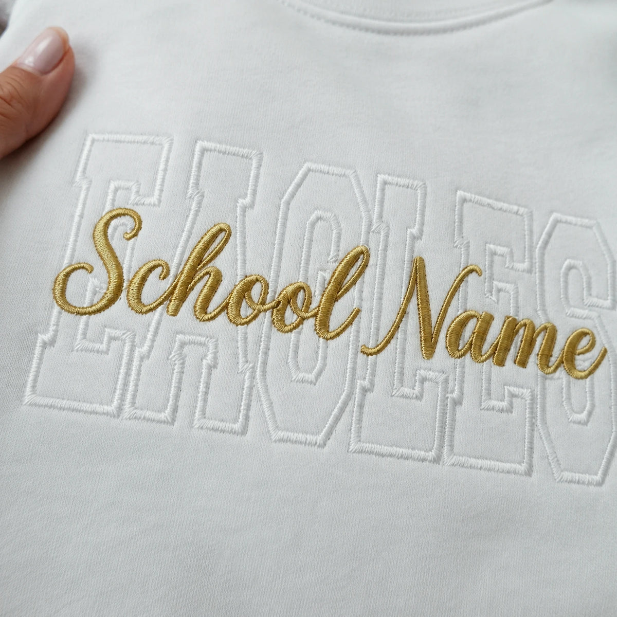 Custom Mascot Name Sweatshirt - Embroidered Back To School Team Name Crewneck