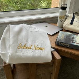 Custom Mascot Name Sweatshirt - Embroidered Back To School Team Name Crewneck