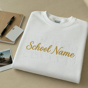 Custom Mascot Name Sweatshirt - Embroidered Back To School Team Name Crewneck