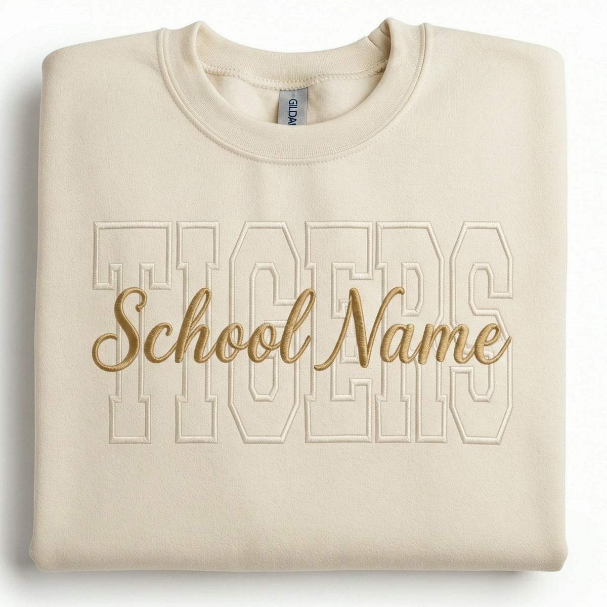 Custom Mascot Name Sweatshirt - Embroidered Back To School Team Name Crewneck