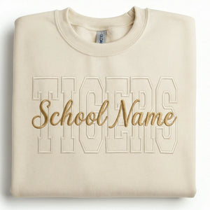 Custom Mascot Name Sweatshirt - Embroidered Back To School Team Name Crewneck