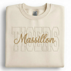 Custom Mascot Name Sweatshirt - Embroidered Back To School Team Name Crewneck