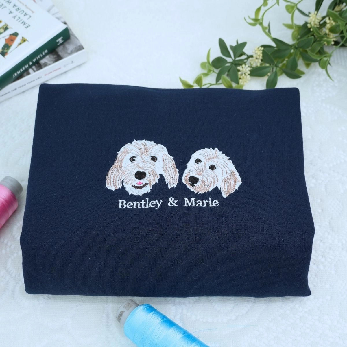 Dog lover matching sweatshirt and hat set featuring pet-themed design