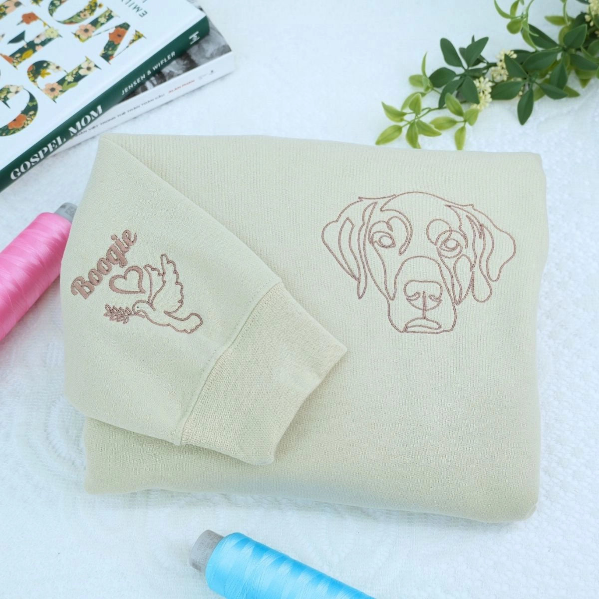 Dog lover matching sweatshirt and hat set featuring pet-themed design