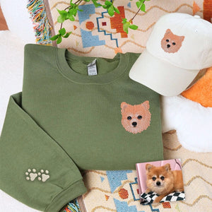 Dog lover matching sweatshirt and hat set featuring pet-themed design