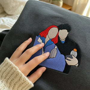 Embroidered Matching Photo Sweatshirt for Couples Him Her Girlfriend Boyfriend