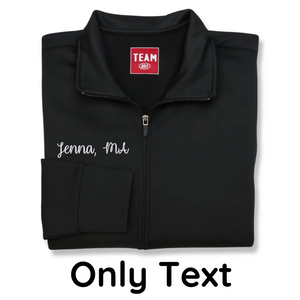 Custom embroidered medical assistant jacket with name and title