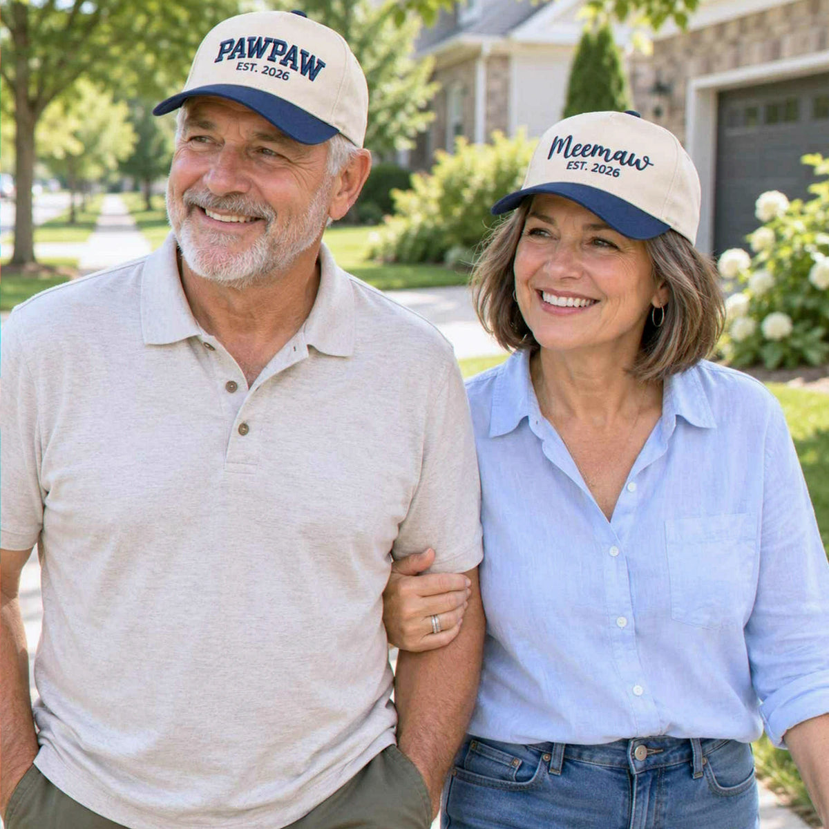 Matching Meemaw and Pawpaw Snapback Hat, Embroidered Est Year Baseball Cap, Gift for New Grandma Grandpa