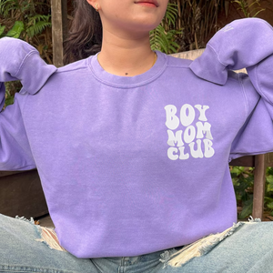 Comfort Color® Embroidered Boy Mom Club Sweatshirt