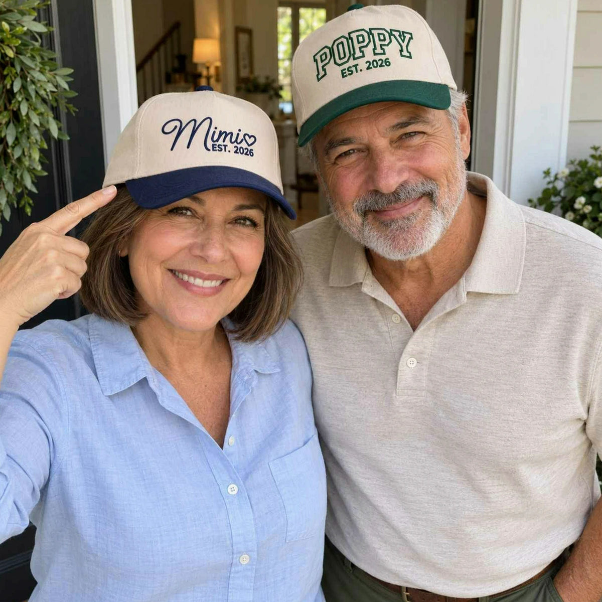 Matching Mimi and Poppy Snapback Hat, Embroidered Est Year Baseball Cap, Birthday Gift for Grandpa Grandma
