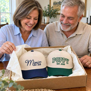 Matching Mimi and Poppy Snapback Hat, Embroidered Est Year Baseball Cap, Birthday Gift for Grandpa Grandma