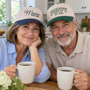 Matching Mimi and Poppy Snapback Hat, Embroidered Est Year Baseball Cap, Birthday Gift for Grandpa Grandma