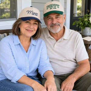 Matching Mimi and Poppy Snapback Hat, Embroidered Est Year Baseball Cap, Birthday Gift for Grandpa Grandma