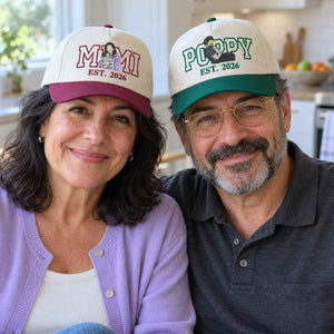 Custom Mimi and Poppy Portrait Snapback Hat, Embroidered from Photo Baseball Cap, Grandma and Grandpa Gifts