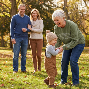 Custom Embroidered Mimi Est Year Sweatshirt with Names on Sleeve