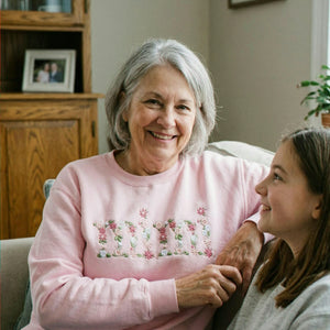 Custom Grandma Sweatshirt with Floral - Embroidered Mini, Gigi, Nana Crewneck with Kid's Names