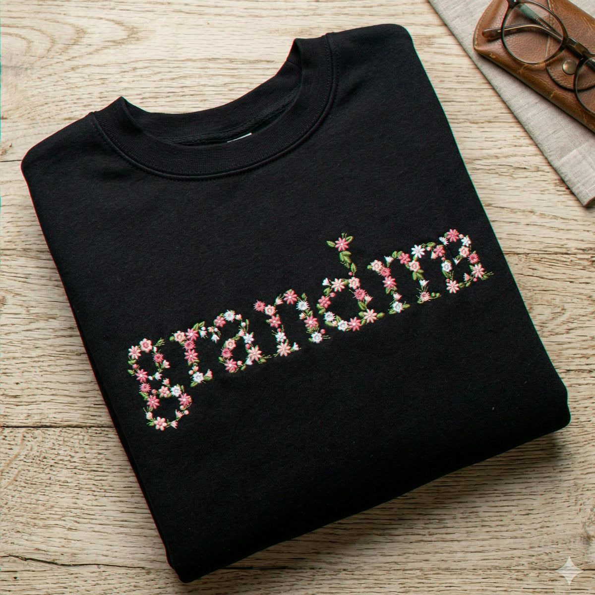 Custom Grandma Sweatshirt with Floral - Embroidered Mini, Gigi, Nana Crewneck with Kid's Names