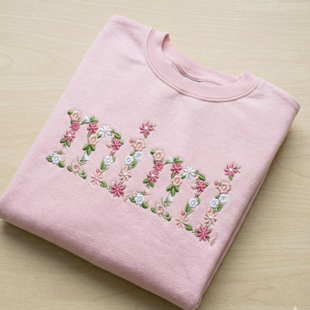 Custom Grandma Sweatshirt with Floral - Embroidered Mini, Gigi, Nana Crewneck with Kid's Names