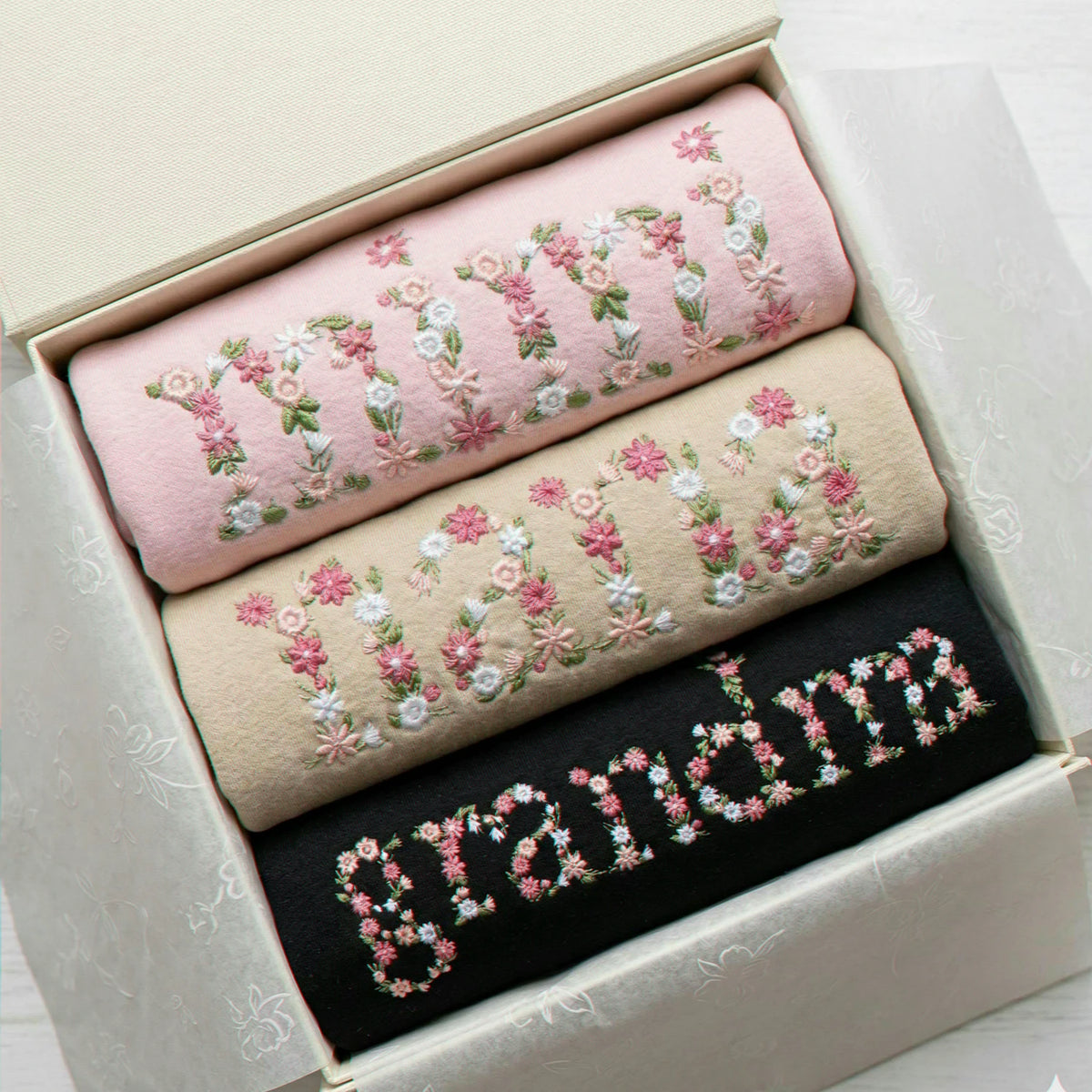 Custom Light Pink Mimi Floral Sweatshirt, Gift for Grandma