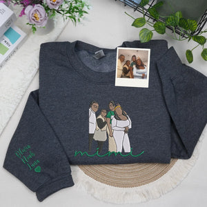 Custom Mimi Photo Portrait Embroidered Sweatshirt Hoodie - Personalized Mother's Day Gift for Grandma