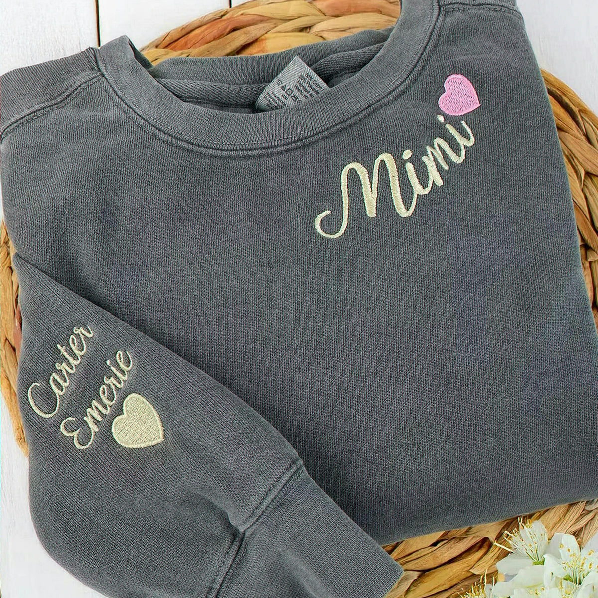 Personalized Embroidered Mimi Sweatshirt with Grandkids Names, Promoted to Grandma Gift