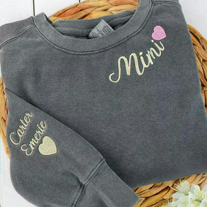 Personalized Embroidered Mimi Sweatshirt with Grandkids Names, Promoted to Grandma Gift