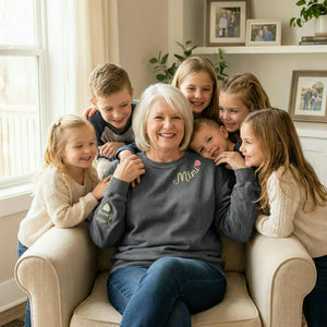 Personalized Embroidered Mimi Sweatshirt with Grandkids Names, Promoted to Grandma Gift