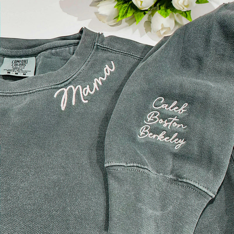 Personalized Embroidered Mimi Sweatshirt with Grandkids Names, Promoted to Grandma Gift