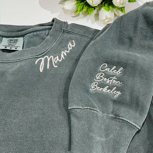 Personalized Embroidered Mimi Sweatshirt with Grandkids Names, Promoted to Grandma Gift