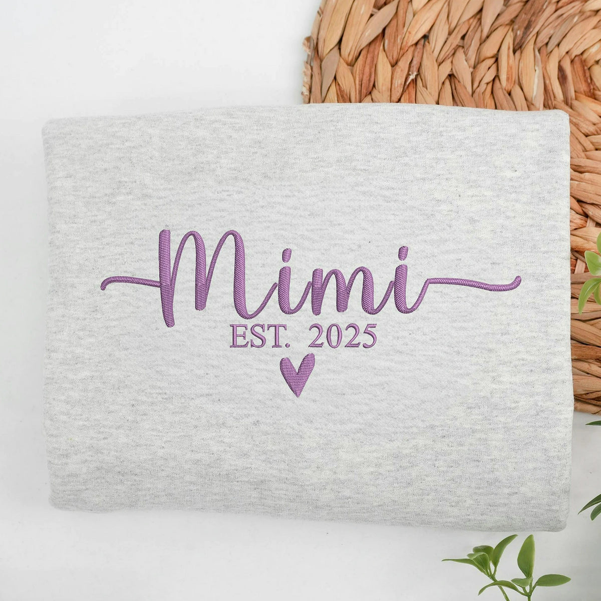Embroidered Mimi EST Heart Hoodie - Personalized Grandkid Names, Promoted to Mimi Gift