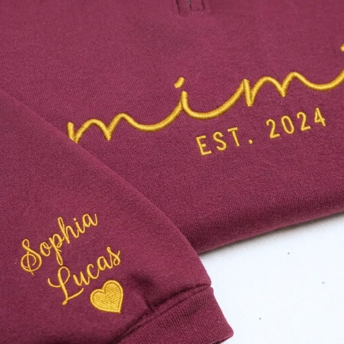 personalized mimi quarter zip sweatshirt embroidered with grandkids names custom grandma gift