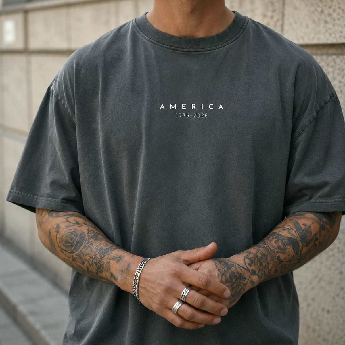 Minimalist 250th Anniversary of The United States T-Shirt - 4th of July Embroidered Tee