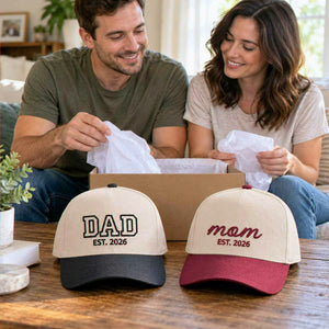 Matching Dad Mom Snapback Hat, Embroidered Est Year Baseball Cap, New Parents Gifts