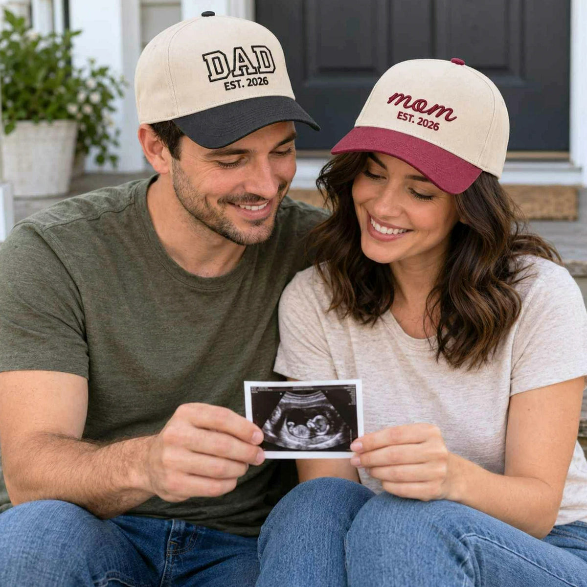Matching Dad Mom Snapback Hat, Embroidered Est Year Baseball Cap, New Parents Gifts
