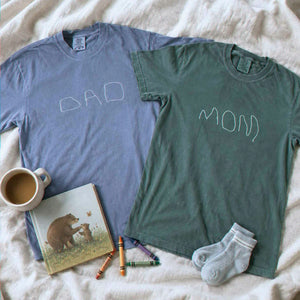Custom Kids Drawing for Mom Dad T-Shirt, Embroidered Drawing from Photo Gift for Mother's Day & Father's Day