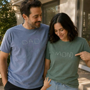 Custom Kids Drawing for Mom Dad T-Shirt, Embroidered Drawing from Photo Gift for Mother's Day & Father's Day