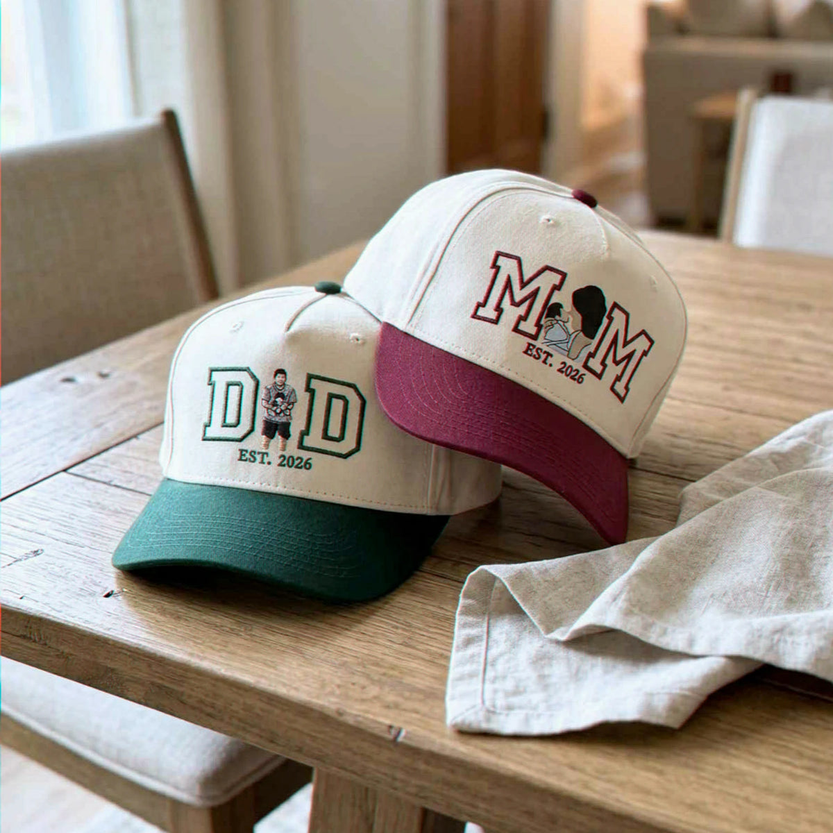 Custom Mom and Dad Portrait Snapback Hat, Embroidered Baseball Cap from Photo, New Mom and Dad Gifts