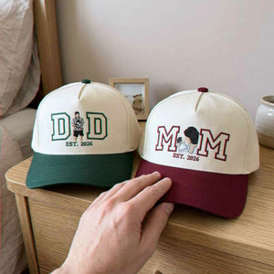 Custom Mom and Dad Portrait Snapback Hat, Embroidered Baseball Cap from Photo, New Mom and Dad Gifts