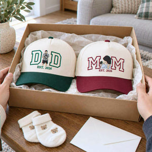 Custom Mom and Dad Portrait Snapback Hat, Embroidered Baseball Cap from Photo, New Mom and Dad Gifts
