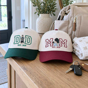Custom Mom and Dad Portrait Snapback Hat, Embroidered Baseball Cap from Photo, New Mom and Dad Gifts