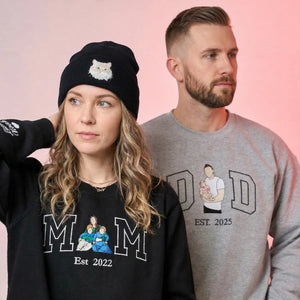 Personalized Embroidered Gifts for New Mom and New Dad, Photo Sweatshirt or Hoodie